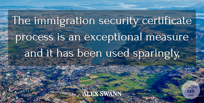Alex Swann Quote About Measure, Process, Security: The Immigration Security Certificate Process...