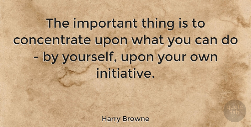 Harry Browne Quote About Important, Initiative, Concentrating: The Important Thing Is To...