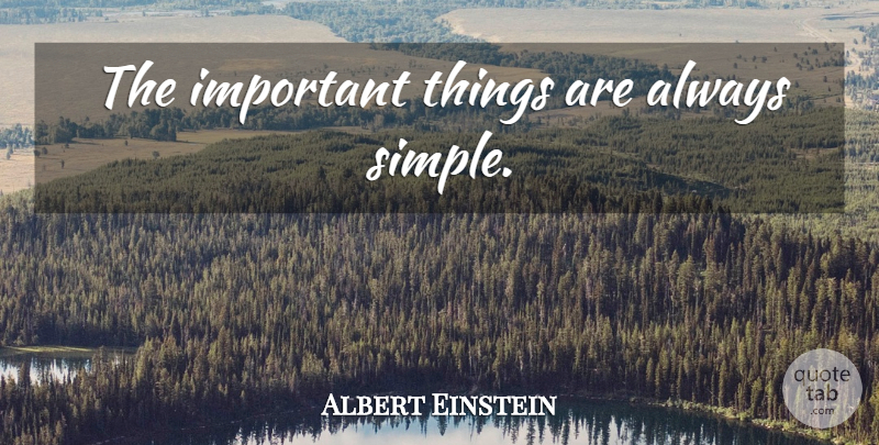 Albert Einstein Quote About Wisdom, Simple, Important: The Important Things Are Always...