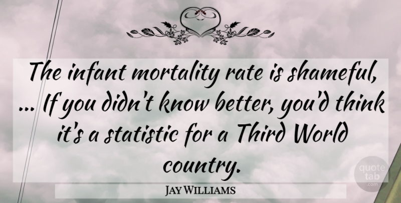 Jay Williams Quote About Infant, Mortality, Rate, Statistic, Third: The Infant Mortality Rate Is...