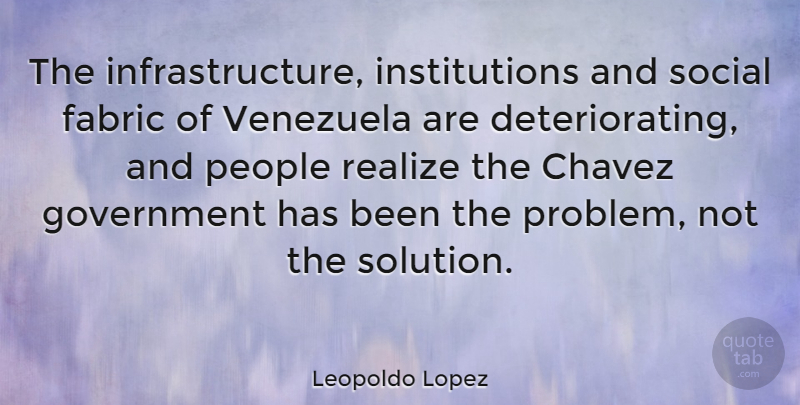 Leopoldo Lopez Quote About Government, People, Fabric: The Infrastructure Institutions And Social...