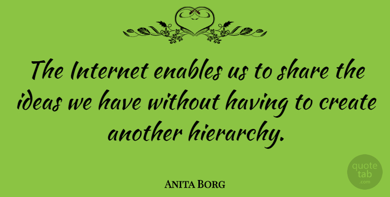Anita Borg Quote About Enables, Share: The Internet Enables Us To...