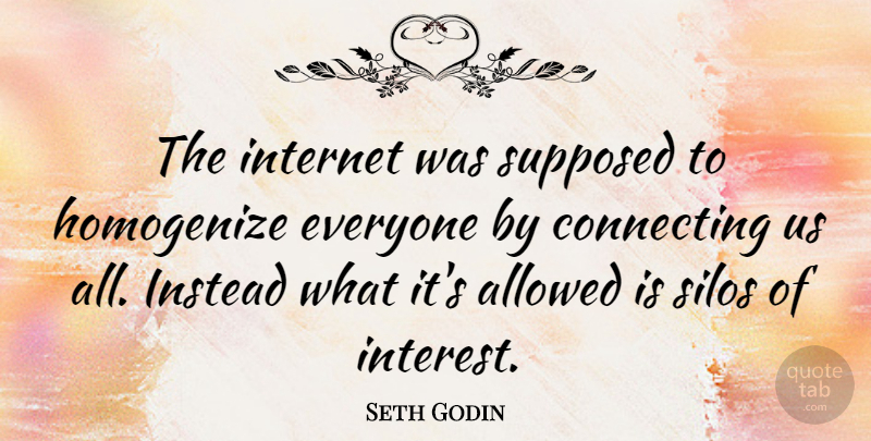 Seth Godin Quote About Internet, Interest, Connecting: The Internet Was Supposed To...