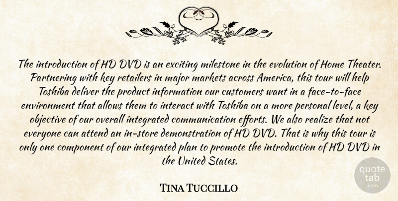 Tina Tuccillo Quote About Across, Attend, Communication, Component, Customers: The Introduction Of Hd Dvd...