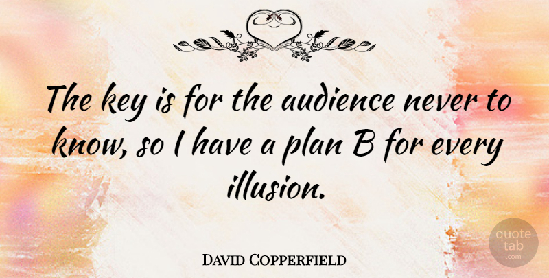 David Copperfield Quote About Keys, Illusion, Plan B: The Key Is For The...