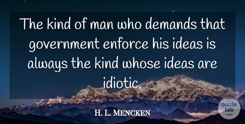 H. L. Mencken Quote About Freedom, Men, Ideas: The Kind Of Man Who...