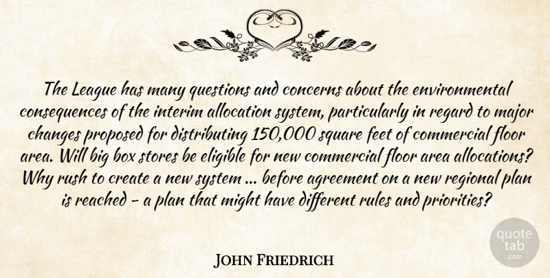John Friedrich Quote About Agreement, Area, Box, Changes, Commercial: The League Has Many Questions...