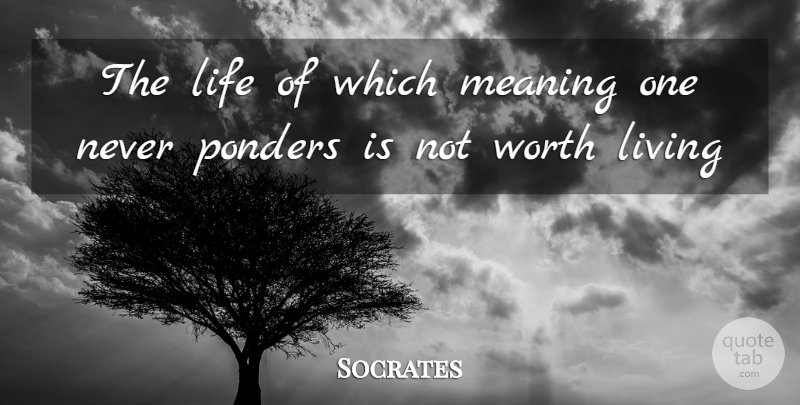 Socrates Quote About Pondering, Worth Living: The Life Of Which Meaning...