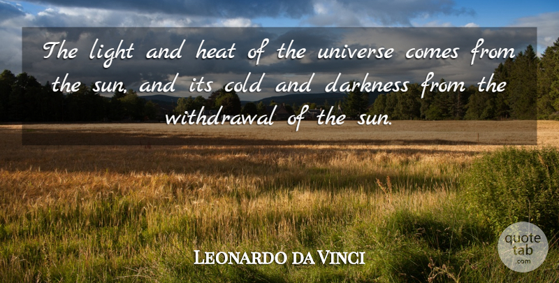Leonardo da Vinci Quote About Light, Darkness, Sun: The Light And Heat Of...