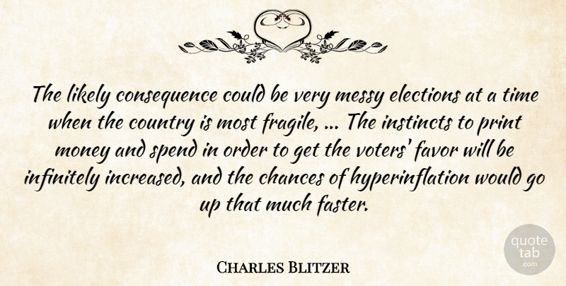 Charles Blitzer Quote About Chances, Consequences, Country, Elections, Favor: The Likely Consequence Could Be...