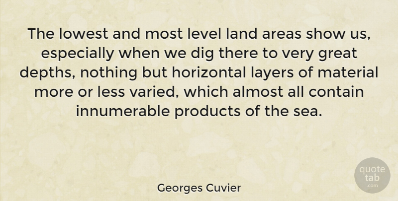 Georges Cuvier Quote About Sea, Land, Levels: The Lowest And Most Level...