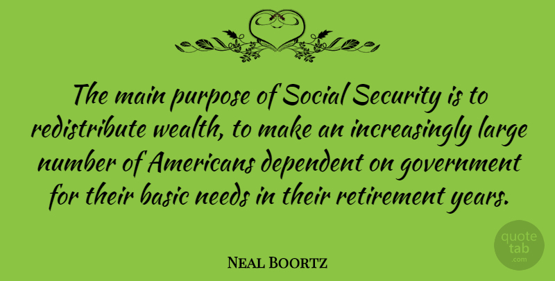Neal Boortz Quote About Retirement, Years, Numbers: The Main Purpose Of Social...