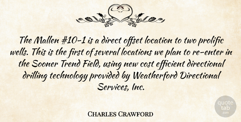 Charles Crawford Quote About Cost, Direct, Drilling, Efficient, Location: The Mallen 10 1 Is...