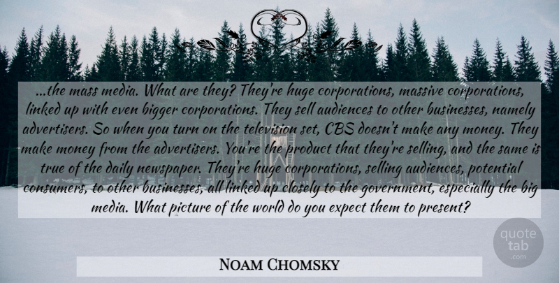 Noam Chomsky Quote About Media, Government, Political: The Mass Media What Are...