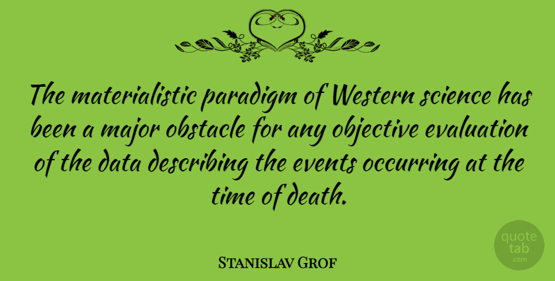 Stanislav Grof Quote About Data, Evaluation, Events: The Materialistic Paradigm Of Western...