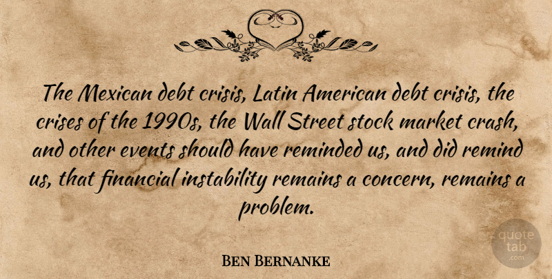 Ben Bernanke Quote About Crises, Debt, Events, Latin, Market: The Mexican Debt Crisis Latin...
