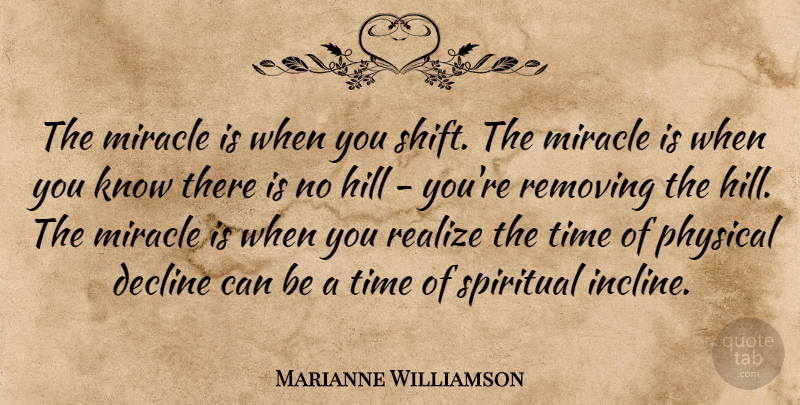 Marianne Williamson Quote About Spiritual, Miracle, Hills: The Miracle Is When You...