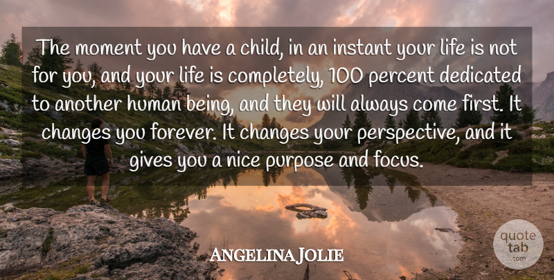 Angelina Jolie Quote About Changes, Dedicated, Gives, Human, Instant: The Moment You Have A...