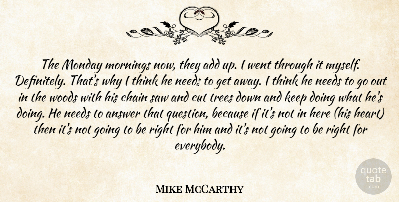 Mike McCarthy Quote About Add, Answer, Chain, Cut, Monday: The Monday Mornings Now They...