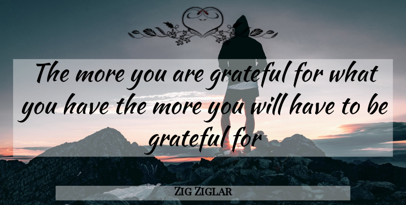 Zig Ziglar Quote About Inspirational, Positive, Leadership: The More You Are Grateful...