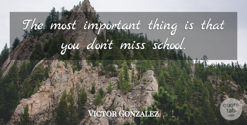 Victor Gonzalez Quote About Miss: The Most Important Thing Is...