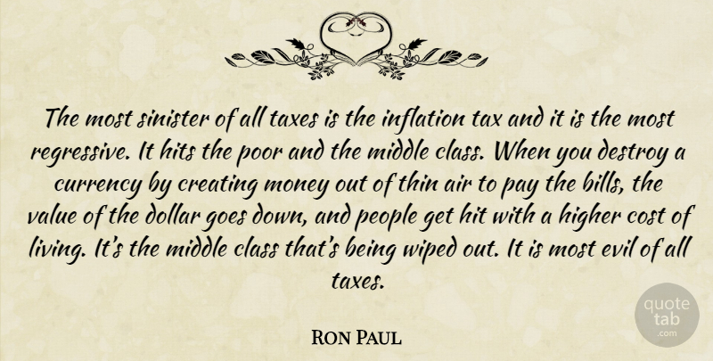 Ron Paul Quote About Air, Class, Creating: The Most Sinister Of All...