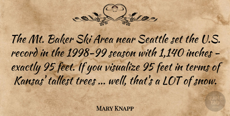 Mary Knapp Quote About Area, Baker, Exactly, Feet, Inches: The Mt Baker Ski Area...