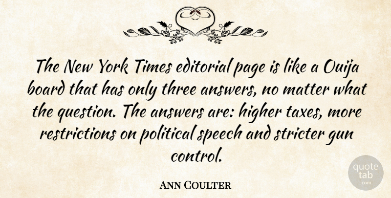 Ann Coulter Quote About New York, Gun, Political: The New York Times Editorial...