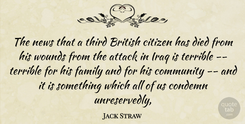 Jack Straw Quote About Attack, British, Citizen, Community, Condemn: The News That A Third...