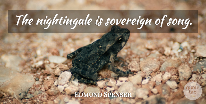 Edmund Spenser Quote About Song, Sovereign, Nightingales: The Nightingale Is Sovereign Of...