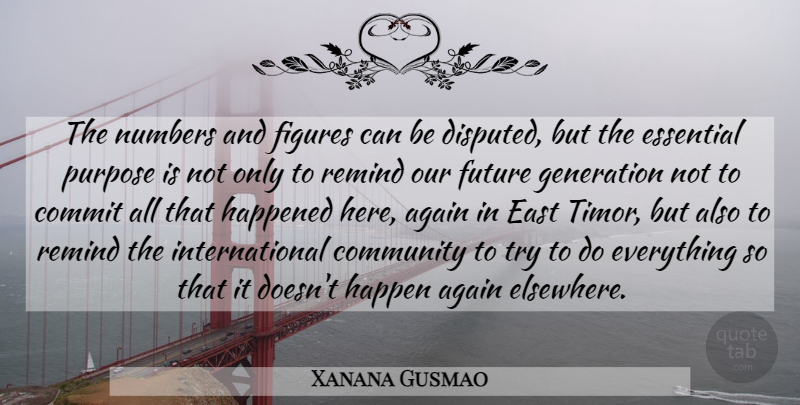 Xanana Gusmao Quote About Again, Commit, Community, East, Essential: The Numbers And Figures Can...