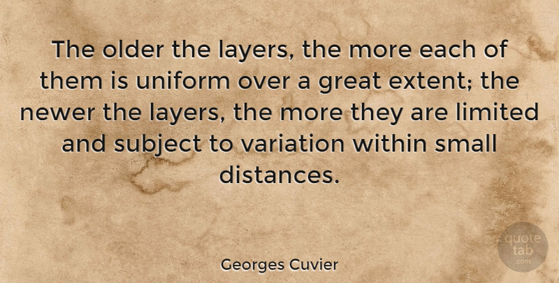 Georges Cuvier Quote About Great, Limited, Older, Small, Subject: The Older The Layers The...
