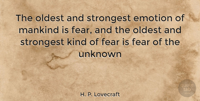 H. P. Lovecraft Quote About Fear, Halloween, Scary: The Oldest And Strongest Emotion...