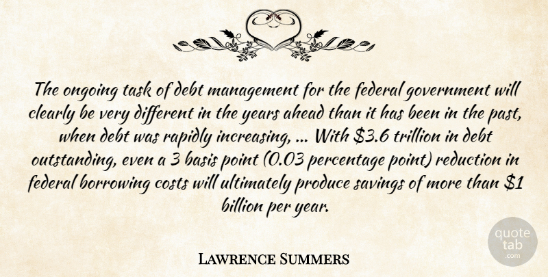 Lawrence Summers Quote About Ahead, Basis, Billion, Borrowing, Clearly: The Ongoing Task Of Debt...