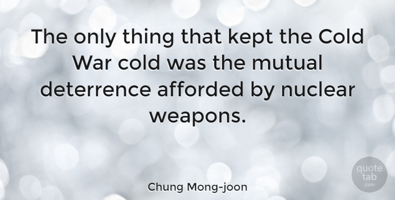 Chung Mong-joon Quote About Afforded, Deterrence, Kept, Mutual, Nuclear: The Only Thing That Kept...