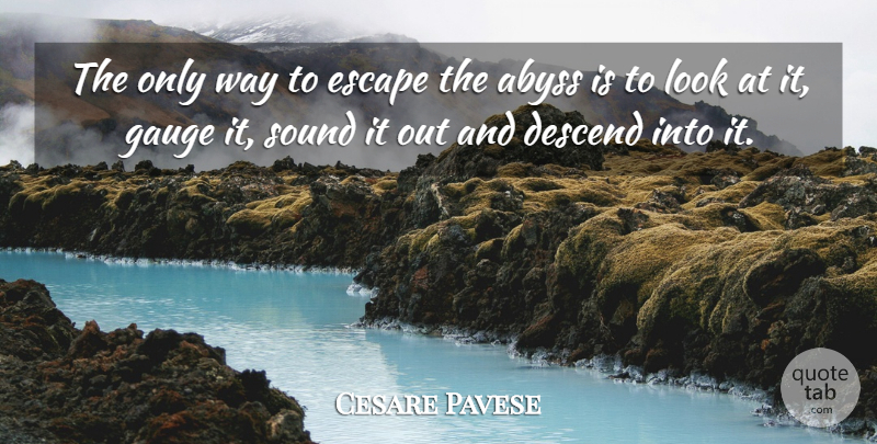 Cesare Pavese Quote About Depression, Gauges, Looks: The Only Way To Escape...