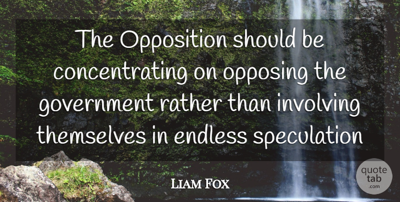Liam Fox Quote About Endless, Government, Involving, Opposition, Rather: The Opposition Should Be Concentrating...