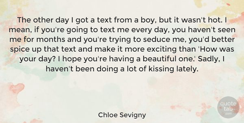 Chloe Sevigny Quote About Beautiful, Mean, Kissing: The Other Day I Got...