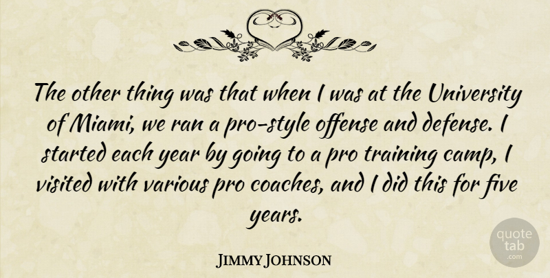 Jimmy Johnson Quote About Five, Offense, Pro, Ran, University: The Other Thing Was That...