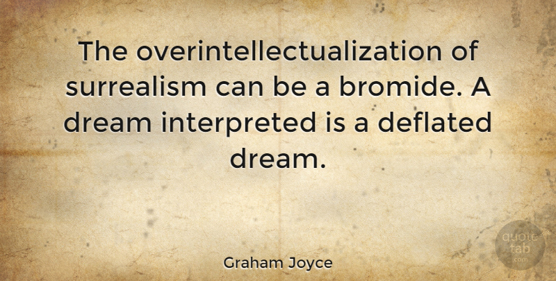 Graham Joyce Quote About Dream, Surrealism, Surreal: The Overintellectualization Of Surrealism Can...