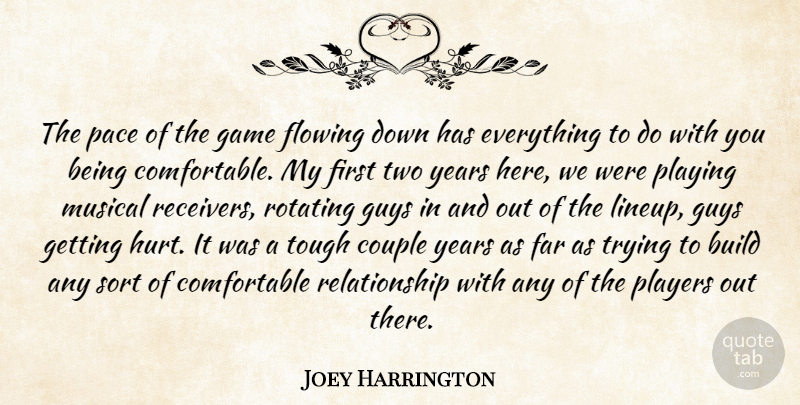 Joey Harrington Quote About Build, Couple, Far, Flowing, Game: The Pace Of The Game...