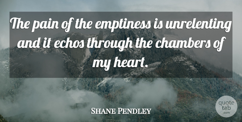 Shane Pendley Quote About Chambers, Emptiness, Pain: The Pain Of The Emptiness...