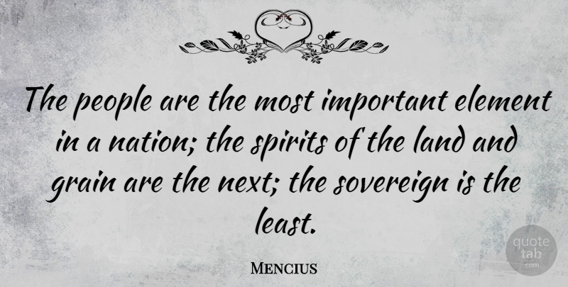 Mencius Quote About Element, People, Sovereign, Spirits: The People Are The Most...