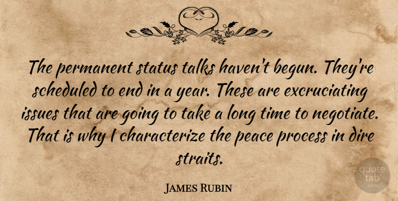 James Rubin Quote About Dire, Issues, Peace, Permanent, Process: The Permanent Status Talks Havent...