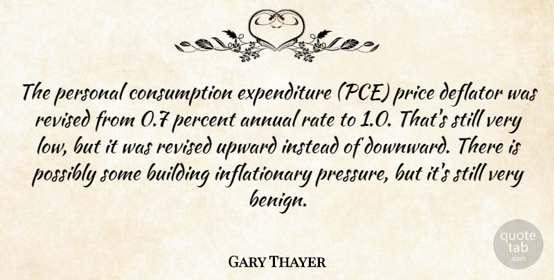 Gary Thayer Quote About Annual, Building, Instead, Percent, Personal: The Personal Consumption Expenditure Pce...