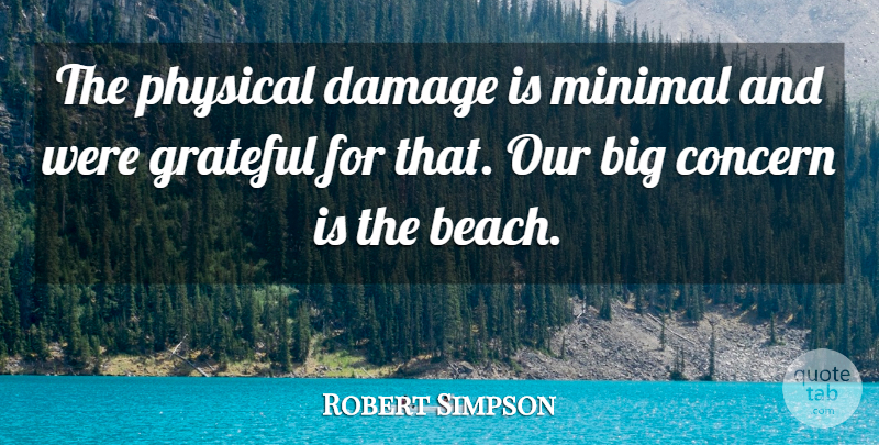 Robert Simpson Quote About Concern, Damage, Grateful, Minimal, Physical: The Physical Damage Is Minimal...