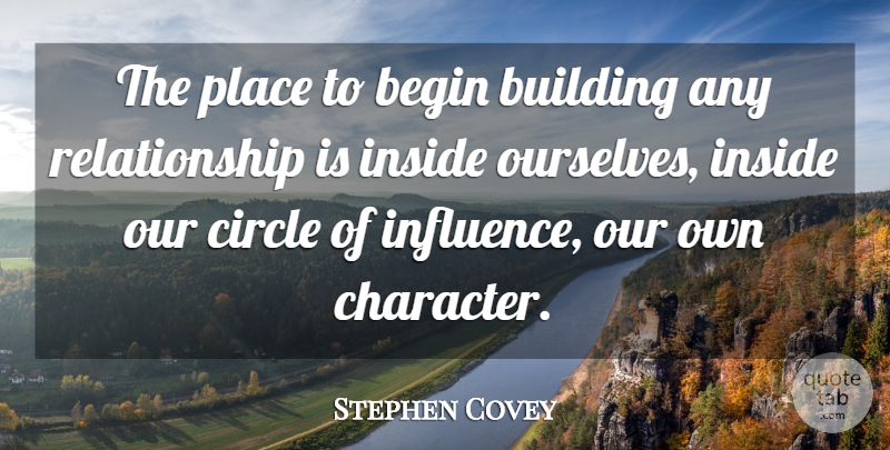 Stephen Covey Quote About Relationship, Character, Circles: The Place To Begin Building...