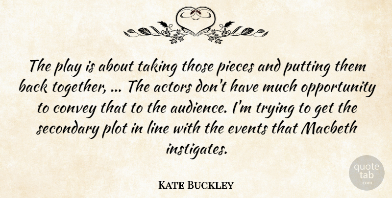 Kate Buckley Quote About Convey, Events, Line, Macbeth, Opportunity: The Play Is About Taking...
