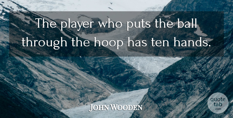John Wooden Quote About Player, Hands, Balls: The Player Who Puts The...
