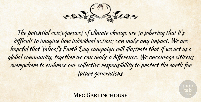 Meg Garlinghouse Quote About Actions, Campaign, Change, Citizens, Climate: The Potential Consequences Of Climate...